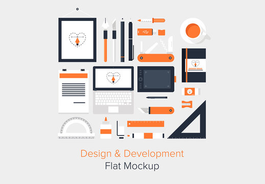Abstract flat vector illustration of design and development tools. Elements for mobile and web applications.