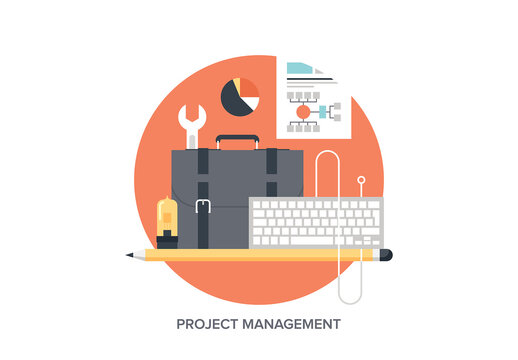 Vector illustration of project management flat design concept.