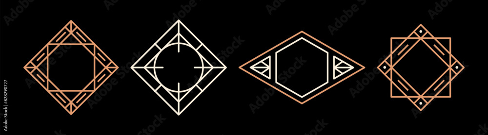Aufkleber Vector set of design elements - linear frames with copy space for text, monogram emblems