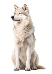 beautiful white female wolf portrait on isolated background