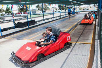 driving a red go-kart