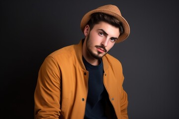 Fototapeta na wymiar fashion, young person and portrait in a studio for clothes, trendy and casual style