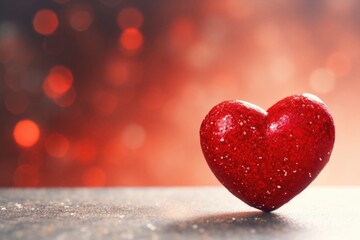 Obraz premium A red heart sitting on top of a table. Digital image. Greeting card.