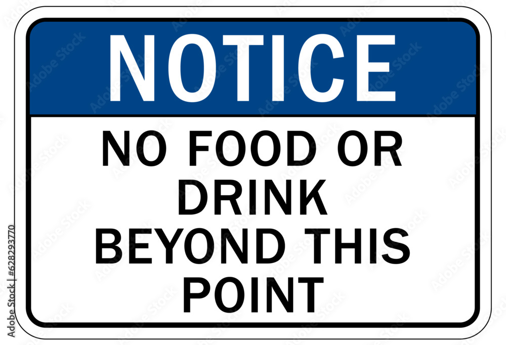 Wall mural No food or drink allowed warning sign and labels