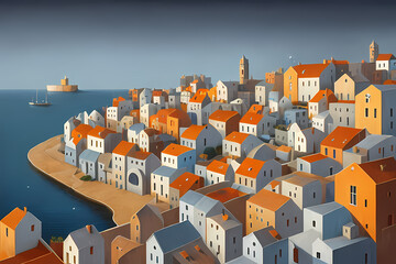 houses in the city. Generative AI 