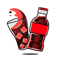 Retro Soda can mascot. Cute character in trendy retro 60s 70s cartoon style. Vector hand drawn