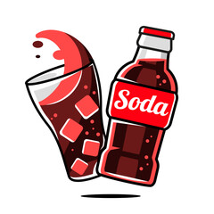 Retro Soda can mascot. Cute character in trendy retro 60s 70s cartoon style. Vector hand drawn