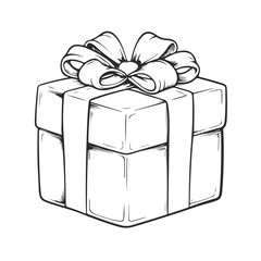 hand drawn doodle gift box present illustration isolated