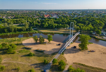 View at the bridge at Warta river in Sieradz city in Poland
