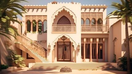 a classic arab house concept , in the style of islamic art and arhitecture.