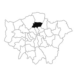 Map of haringey in Greater London province on white background. single County map highlighted by black colour on Greater London, England administrative map.