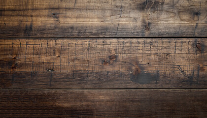 Dark old wooden table texture background top view