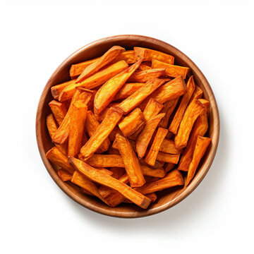 Top-down View Of A Bowl Of Sweet Potato Fries.