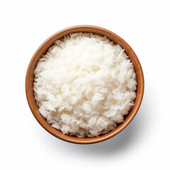 Fototapeta na wymiar Top-down view of a bowl of white rice.
