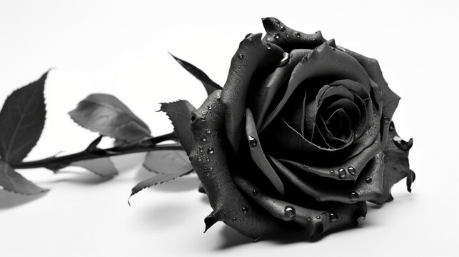 Black Rose Flower on White Background