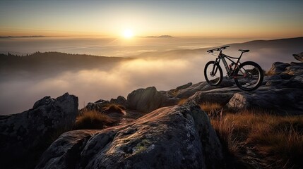 Fototapeta premium trek racing bicycle on the cliff