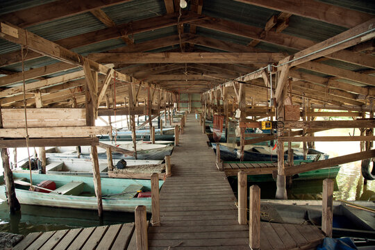 Covered community boat dock at lake 