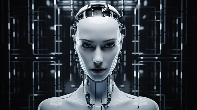 female artificial intelligence robot with white features