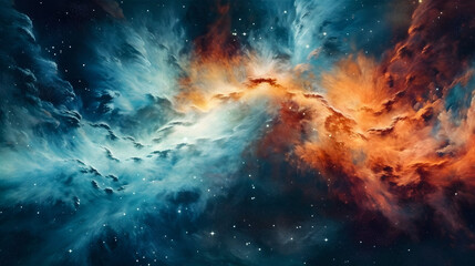 Fototapeta premium Vibrant Colors of a Distant Galaxy - Generative AI Artwork