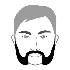 Friendly Mutton Chops Beard style men in face illustration Facial hair mustache. Vector grey black portrait male Fashion template flat barber. Stylish hairstyle isolated outline on white background.