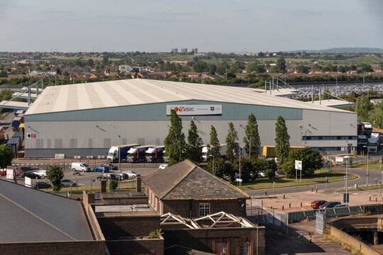 Tilbury, Essex, England, UK. 1 June 2023. Overview of warehouse of  logistics company Howard Tenens in Tilbury docks, Essex, UK.