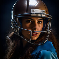 Young Woman in American Football Helmet - USA Sports - generative ai