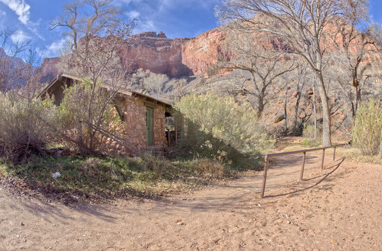 A Mule hitching station at Havasupai Gardens along the Bright Angel Trail at Grand Canyon Arizona. This area used to be called Indian Gardens on older maps of the Park.