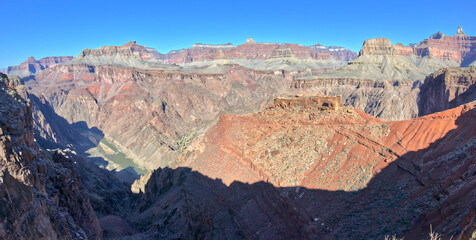 The Colorado River viewed from the South Kaibab Trail just below the Tipoff Point at Grand Canyon Arizona.