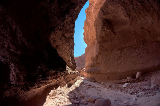 View from the Pit beneath Johnson Falls, currently dry, which is below Johnson Point at Marble Canyon in Glen Canyon Recreation Area Arizona.