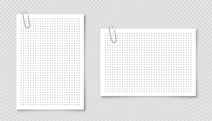 Dotted graph paper with grid. Polka dot pattern, geometric texture for calligraphy drawing or writing. Blank sheet of note paper, school notebook. Vector illustration