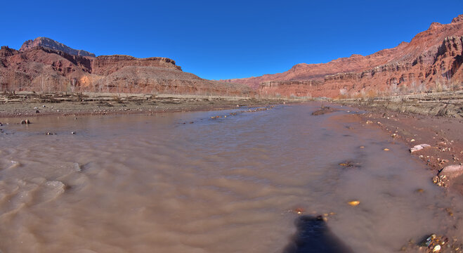 The Paria River flowing through Paria Canyon in the Glen Canyon Recreation Area Arizona.