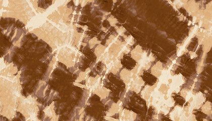 Brown Tile Painted Tie Dye Material Illustration. Rust Liquid Tie Dye, Geometric Banner Fabrics. Faded Tye Dye, Vintage Paint Grunge . Beige Backdrop.