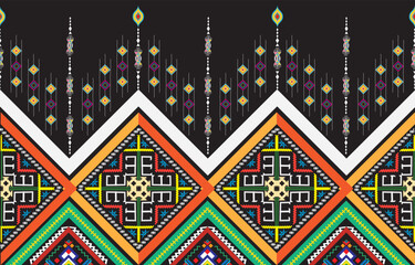 Geometric vector background with sacral tribal ethnic elements. Traditional triangles gypsy geometric forms sprites tribal themes apparel fabric tapestry print