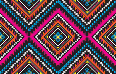 Ethnic monochrome seamless pattern. Background with Aztec geometric patterns. Print with a tribal theme. Fabric from the Navajo people. Abstract wallpaper in a modern style. Illustration in vector 