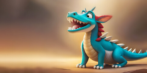 cartoon style portrait of a dragon on neutral natural background creative with generative ai technology