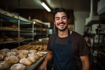 A man pastry, looking is happy and professional. Generative AI