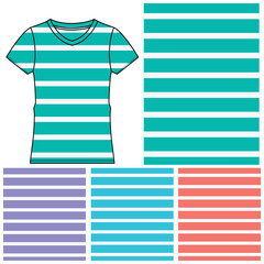 T shirt apparel template, fashion flat illustration vector. basic striped T pants.