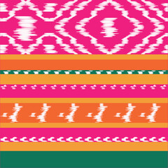 Ikat geometric folk ornament. Tribal ethnic vector texture. Seamless striped pattern in Aztec style. Tribal embroidered figure. Indian, scandinavian, gypsy, mexican, folk patterns.
