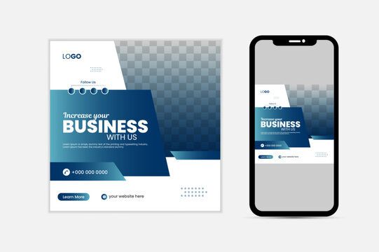  Editable square business web banner design template. Suitable for social media posts, stories, and web ads. Vector illustration with Space to add pictures.