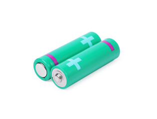 New AA size batteries isolated on white
