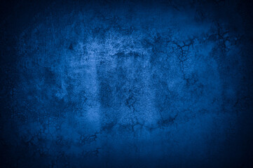 Old wall pattern texture cement blue dark abstract  blue color design are light with black gradient background.