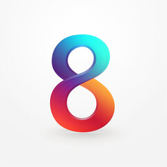 Number 8 written with generic flat illustration colorful logo design on white background