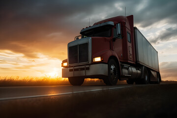 Fototapeta na wymiar truck at sunset