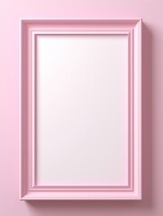 Vertial simple frame mock up on warm pink painted wall, empty white board background 
