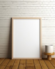 Blank mock up frame isolated on industrial style background