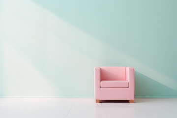 Simple furniture and decoration setup in front of a wall