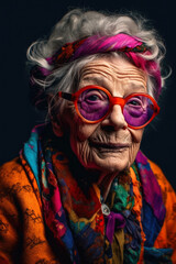 Funny old lady portrait. Generative AI