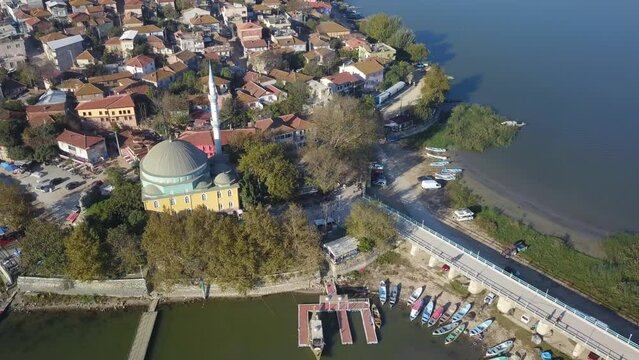 Golyazi Mosque. An extraordinary town, established on a green peninsula extending into Uluabat Lake. Famous for its fishermen, ancient ruins, historical houses and various bird species
