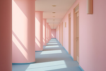 Fototapeta premium Colourful corridor with a long walkway design
