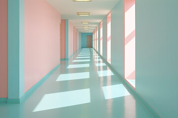 Colourful corridor with a long walkway design